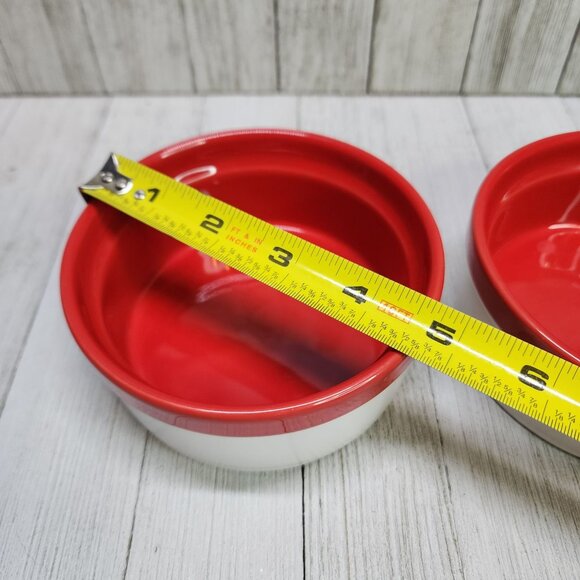 BIA Cordon Bleu Round Ramekin Souffle Dishes Bowl Red and White - Set Of 2 - Picture 5 of 6